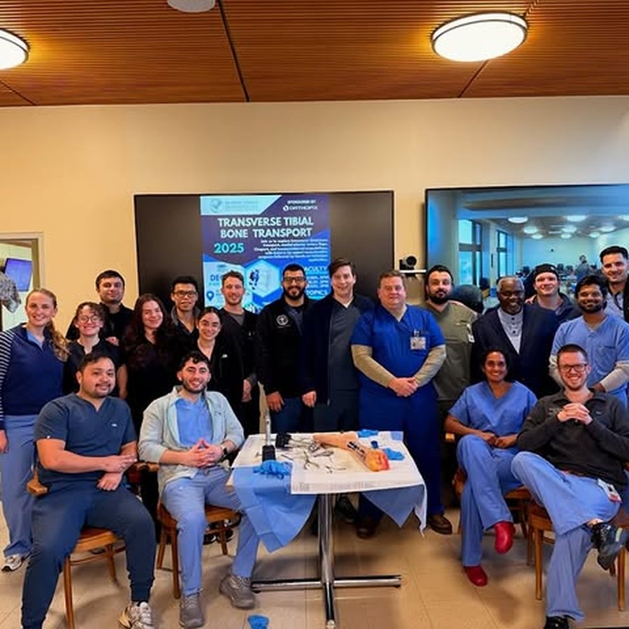 Instagram post showing Dr. Feraru with the Transverse Tibial Transport workshop team