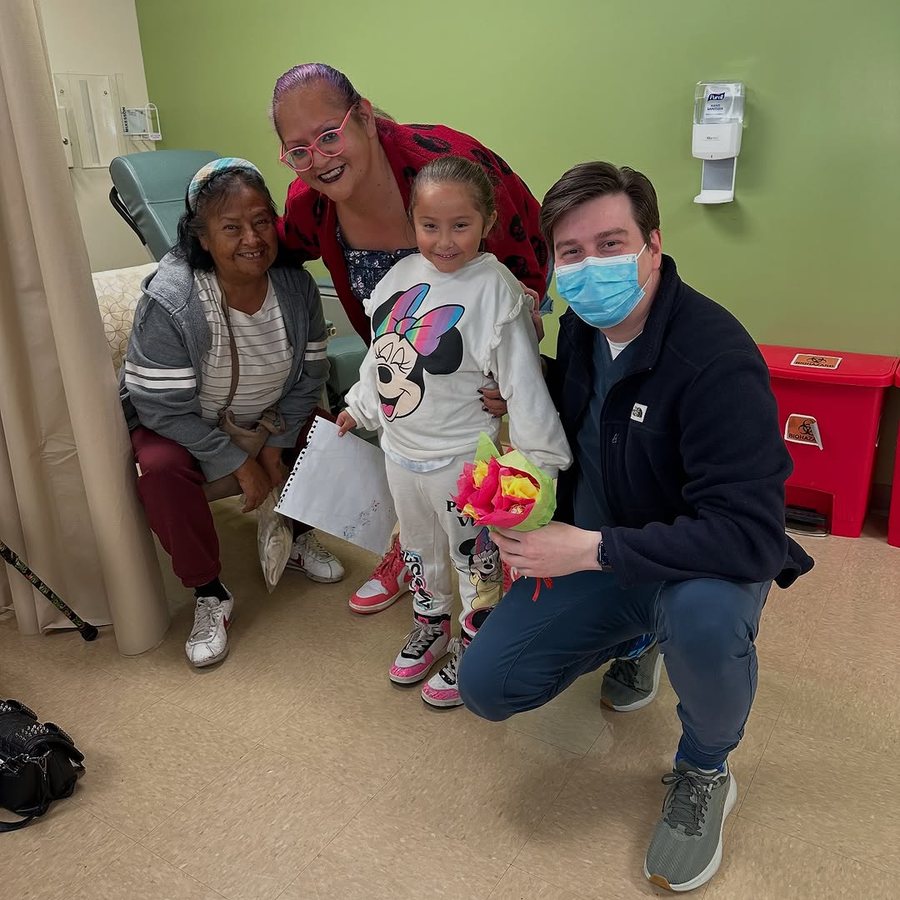 Instagram post from a special clinic visit with a child and family